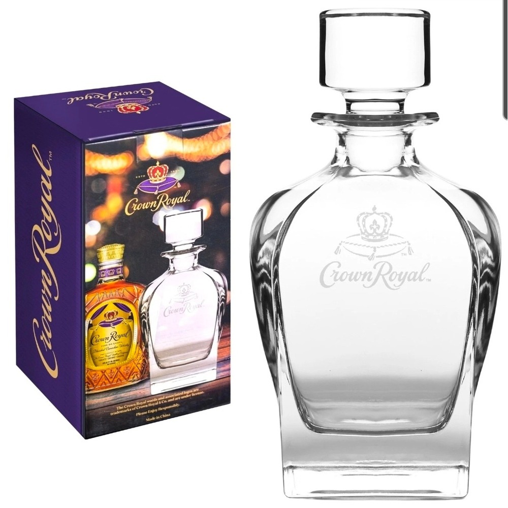 Crown Royal Etched Glass Decanter 700ml With Box New